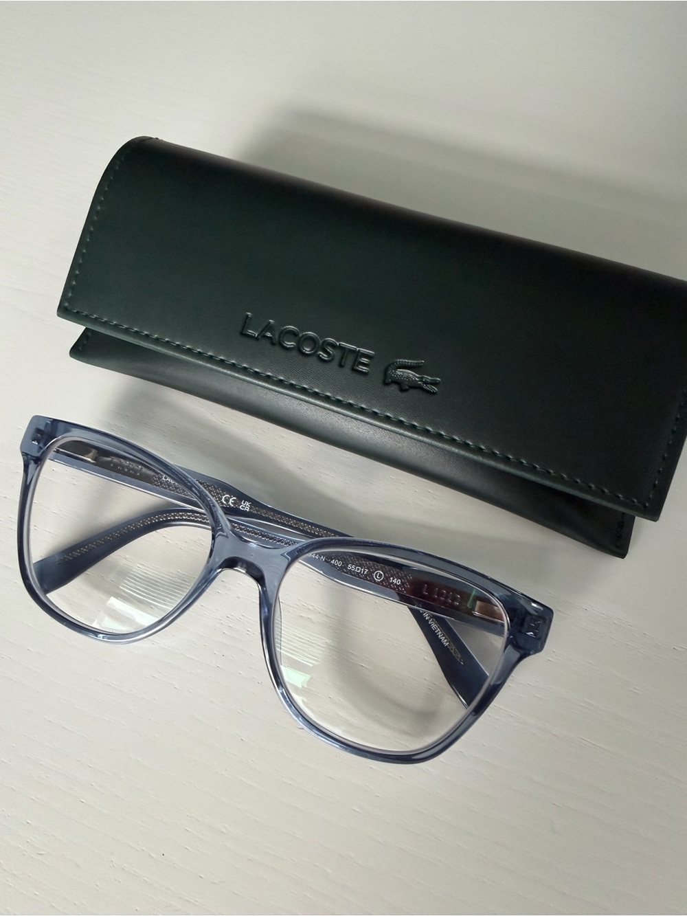Lacoste Men’s Translucent Light Blue Square Optical Frames with Black Case
